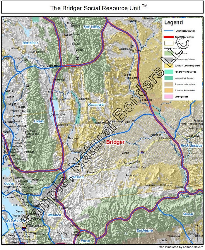 Bridger map Social Resource Units of the Western USA